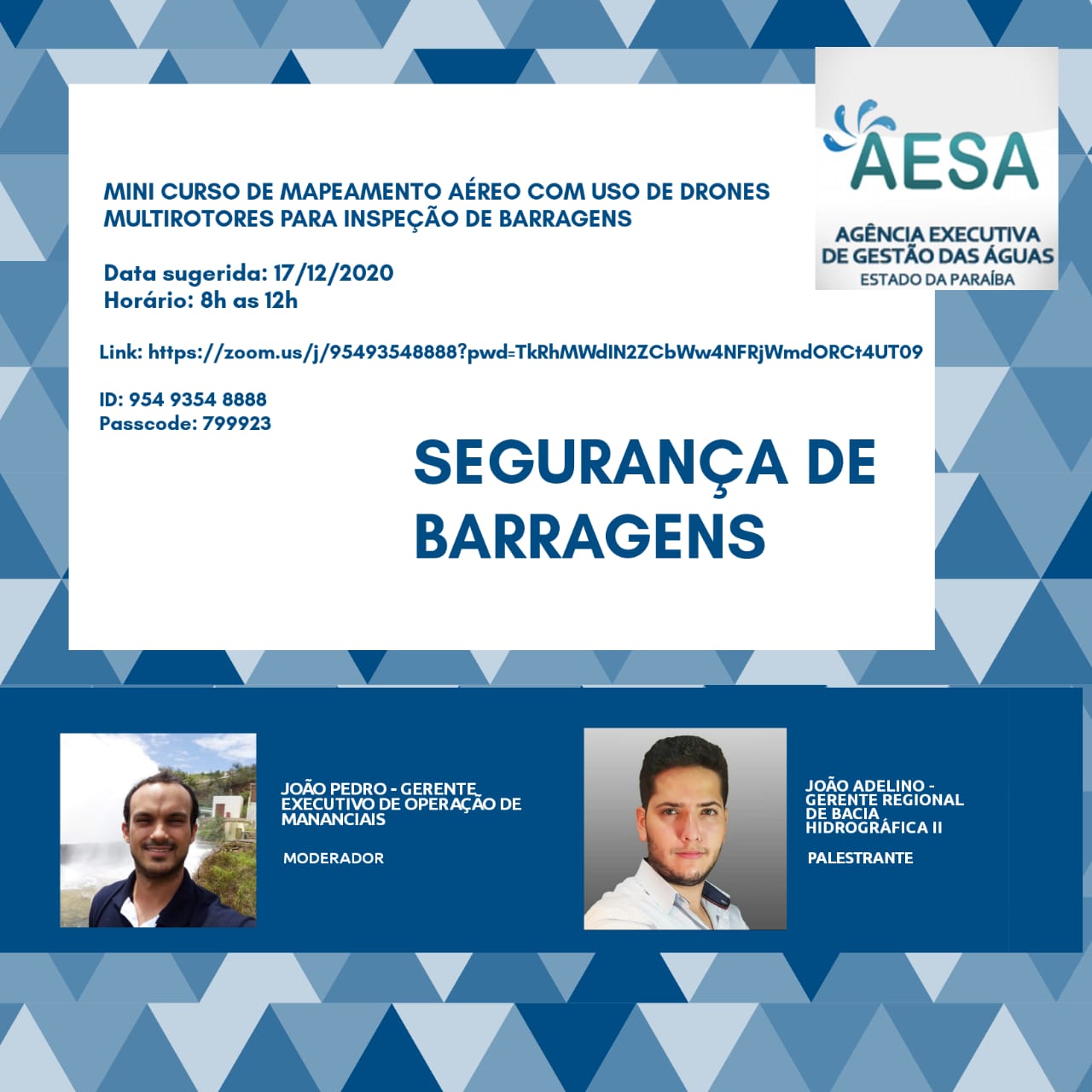 Aesa realiza minicurso “Mapeamento aéreo com drones multirotores para inspeção de barragens”