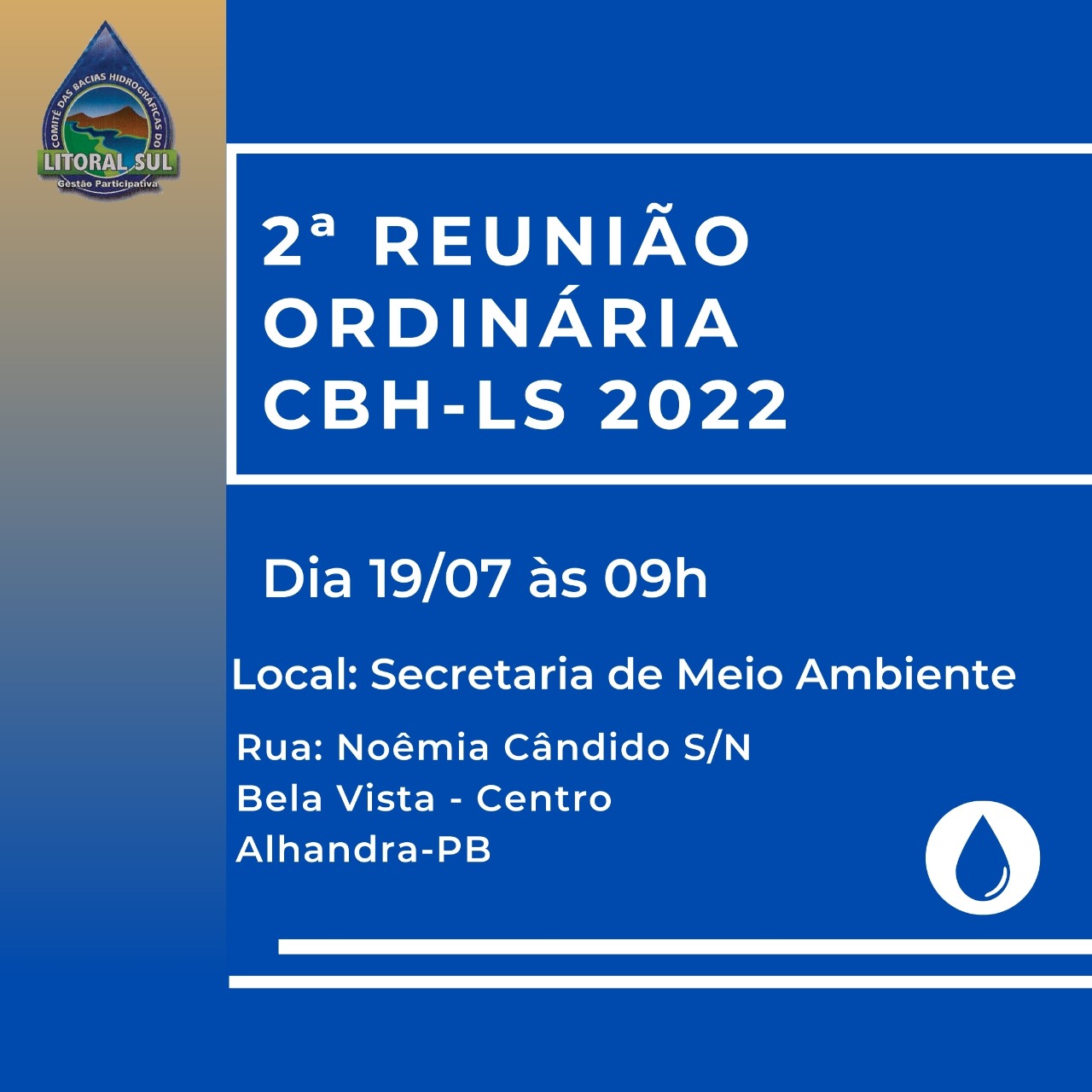 Comitê das Bacias Hidrográficas do Litoral Sul realiza reunião no dia 26 (terça), em Alhandra